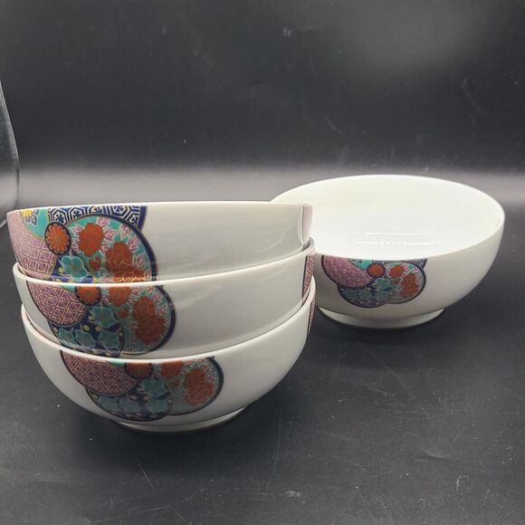 Japanese Set (4) Bowls Rice Soup Cereal Salad 6" Porcelain  Japan New - Picture 3 of 10